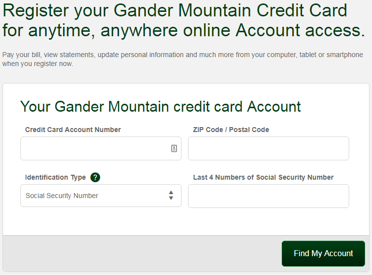 Registro de la tarjeta de crédito Comenity.net Gander Mountain
