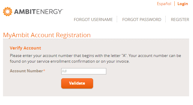 My.AmbitEnergy.Com Registrar mi cuenta