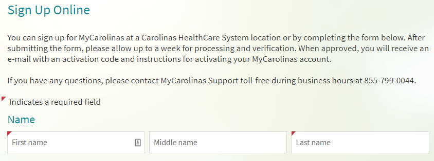 My.CarolinasHealthCare.org Register