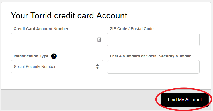 Comenity.Net Crear cuenta de tarjeta de crédito Torrid