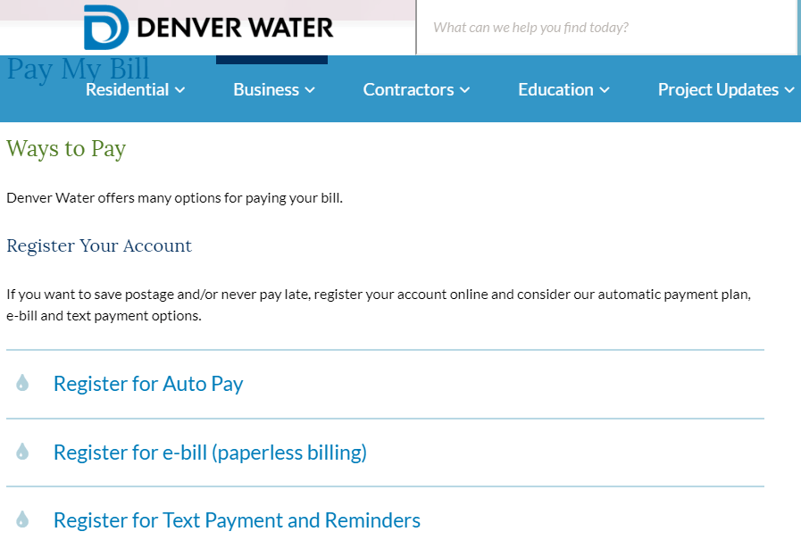 www.DenverWater.org Pagar mi factura